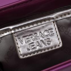 Versace Jeans Purple Leather Small Trapuntata Chain Shoulder Bag