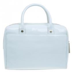 Pre Owned Versace Jeans White Patent Leather Large Bowling Bag