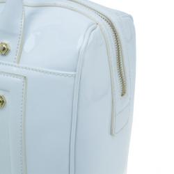 Pre Owned Versace Jeans White Patent Leather Large Bowling Bag