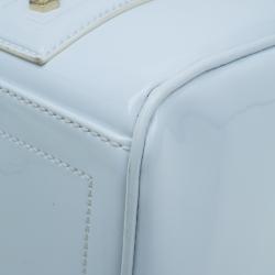 Pre Owned Versace Jeans White Patent Leather Large Bowling Bag