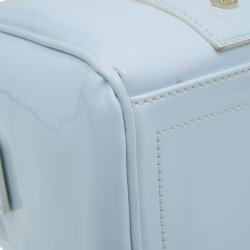 Pre Owned Versace Jeans White Patent Leather Large Bowling Bag