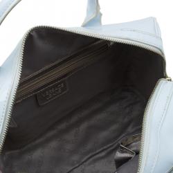 Pre Owned Versace Jeans White Patent Leather Large Bowling Bag