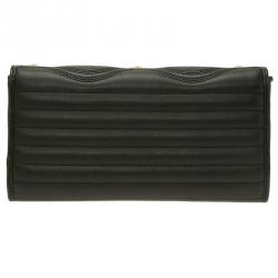 Pre Owned Versace Jeans Black Leather Diamond Stud Fold Over Wallet on Chain Bag