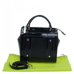 Pre Owned Versace Jeans Black Patent Leather Medium Box Top Handle Bag