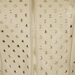 مملوكة مسبقًا Versace Beige Eyelet Studded Leather Jacket S