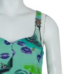 Pre Owned فستان فيرساتشي كولكشن بلا أكمام نقوش متعددة الألوان M