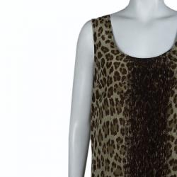 Pre Owned Versace Blue Animal Print Sleeveless Silk Dress M