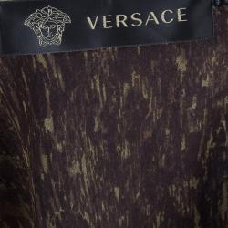 Pre Owned Versace Blue Animal Print Sleeveless Silk Dress M