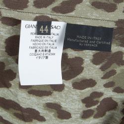 Pre Owned Versace Blue Animal Print Sleeveless Silk Dress M