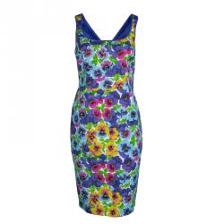 Pre Owned Versace Multicolor Floral Print Sleeveless Dress M