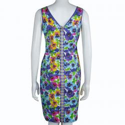 Pre Owned Versace Multicolor Floral Print Sleeveless Dress M