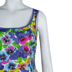 Pre Owned Versace Multicolor Floral Print Sleeveless Dress M