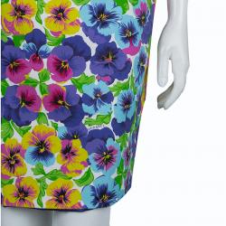 Pre Owned Versace Multicolor Floral Print Sleeveless Dress M