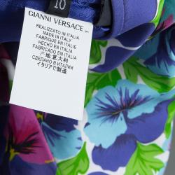 Pre Owned Versace Multicolor Floral Print Sleeveless Dress M