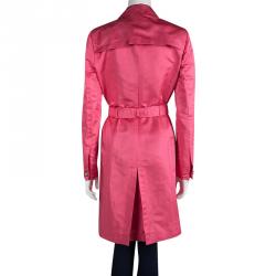 Pre Owned Versace Pink Silk Belted Trench Coat M