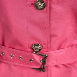 Pre Owned Versace Pink Silk Belted Trench Coat M