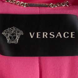Pre Owned Versace Pink Silk Belted Trench Coat M