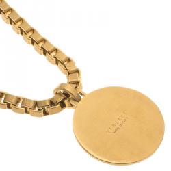 Pre Owned Versace Icon Medusa Gold Tone Pendant Necklace