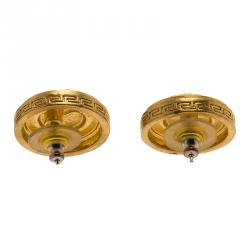 Versace Icon Medusa Crystal Studded Gold Tone Stud Earrings