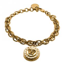 Versace Icon Medusa Crystal Studded Gold Tone Bracelet