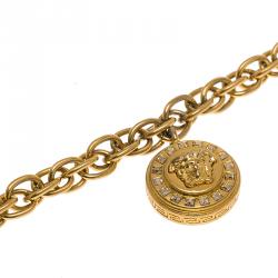 Versace Icon Medusa Crystal Studded Gold Tone Bracelet