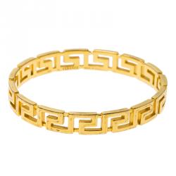 Pre Owned Versace Greek Gold Tone Bangle 19cm