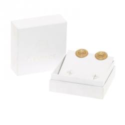 Versace Medusa Medallion Gold Tone Clip-on Stud Earrings