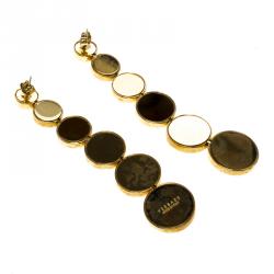 Pre Owned Versace Medusa Gold Tone Drop Earrings