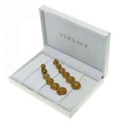 Pre Owned Versace Medusa Gold Tone Drop Earrings