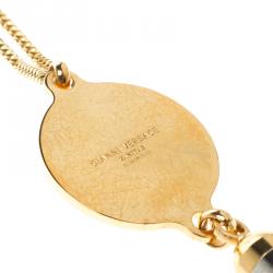Pre Owned Versace Medusa Tassel Two Tone Pendant Necklace