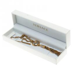 Pre Owned Versace Medusa Tassel Two Tone Pendant Necklace