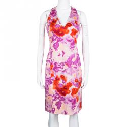 Pre Owned Versace Multicolor Floral Printed Cotton Sleeveless V-Neck Dress M