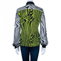 مملوكة مسبقًا Versace Yellow Printed Chiffon Shirt M