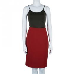 Pre Owned Versace Collection Red Pencil Skirt M