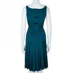 Pre Owned Versace Collection Teal Embellished Jersey Dress S