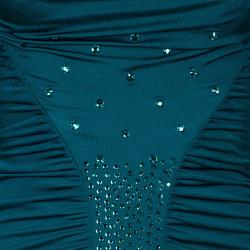 Pre Owned Versace Collection Teal Embellished Jersey Dress S