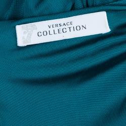Pre Owned Versace Collection Teal Embellished Jersey Dress S
