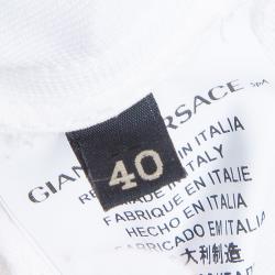 Pre Owned توب فيرساتشي أبيض بأكمام قصيرة S