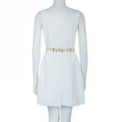 Pre Owned Versace White Belted Dress M