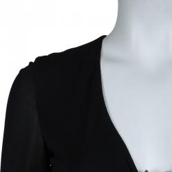 مملوكة مسبقًا فستان فيرساتشي أسود بطيات وأكمام طويلة S