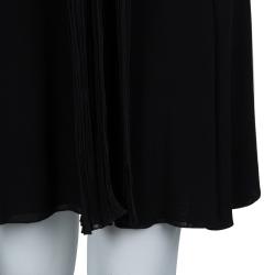 مملوكة مسبقًا فستان فيرساتشي أسود بطيات وأكمام طويلة S