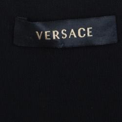 مملوكة مسبقًا فستان فيرساتشي أسود بطيات وأكمام طويلة S