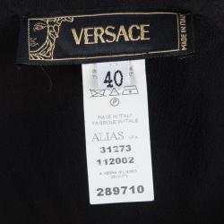 Pre Owned Versace Black Floral Printed Silk Ruffle Bottom Midi Dress S