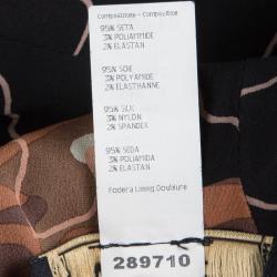 Pre Owned Versace Black Floral Printed Silk Ruffle Bottom Midi Dress S