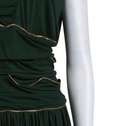 Versace Collection Green Ruched Zip Detailed Sleeveless Gown XL