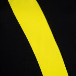 Pre Owned فستان فيرساتشي بكم طويل وحاشية واسعة أسود مزين بشريط أصفر ماكسي M