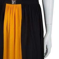 Pre Owned Versace Collection Colorblock Halterneck Belted Maxi Dress M
