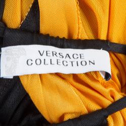 Pre Owned Versace Collection Colorblock Halterneck Belted Maxi Dress M