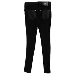 Versace Black Knit Denim Panel Detail Skinny Jeans M