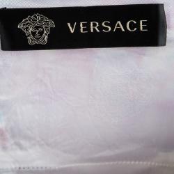 Pre Owned Versace White Floral Print Contrast Panel Detail Sleeveless Dress S